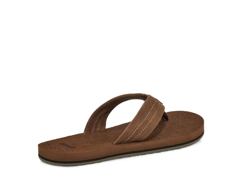 Sanuk Beer Cozy Stacker Suede Men's Flip Flops Brown | Canada 261SGL